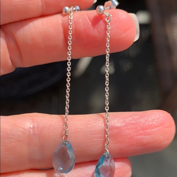 Blue stone drop earrings - Picture 2 of 3
